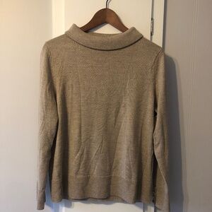 Tan mock neck sweater with simmer thread